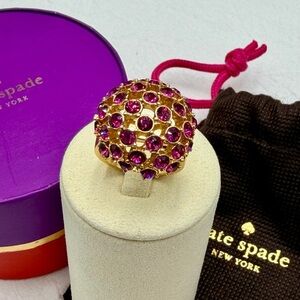 Kate Spade Fuchsia Crystal Ring Size 7
